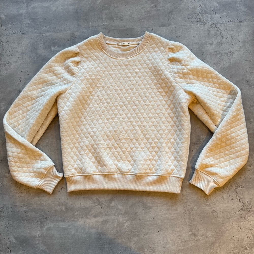 Marine Layer Corbet Quilted Sweatshirt, XS, Oat Heather